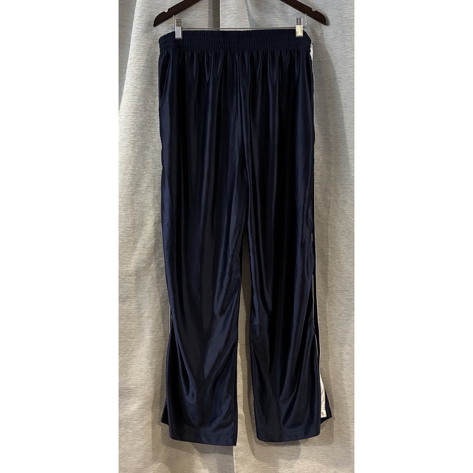 Y2k Snap Button Tearaway Track Pants Xl Navy Blue Vintage Basketball Warmup — image 2 of 5